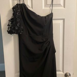 One shoulder scuba crepe trumpet gown